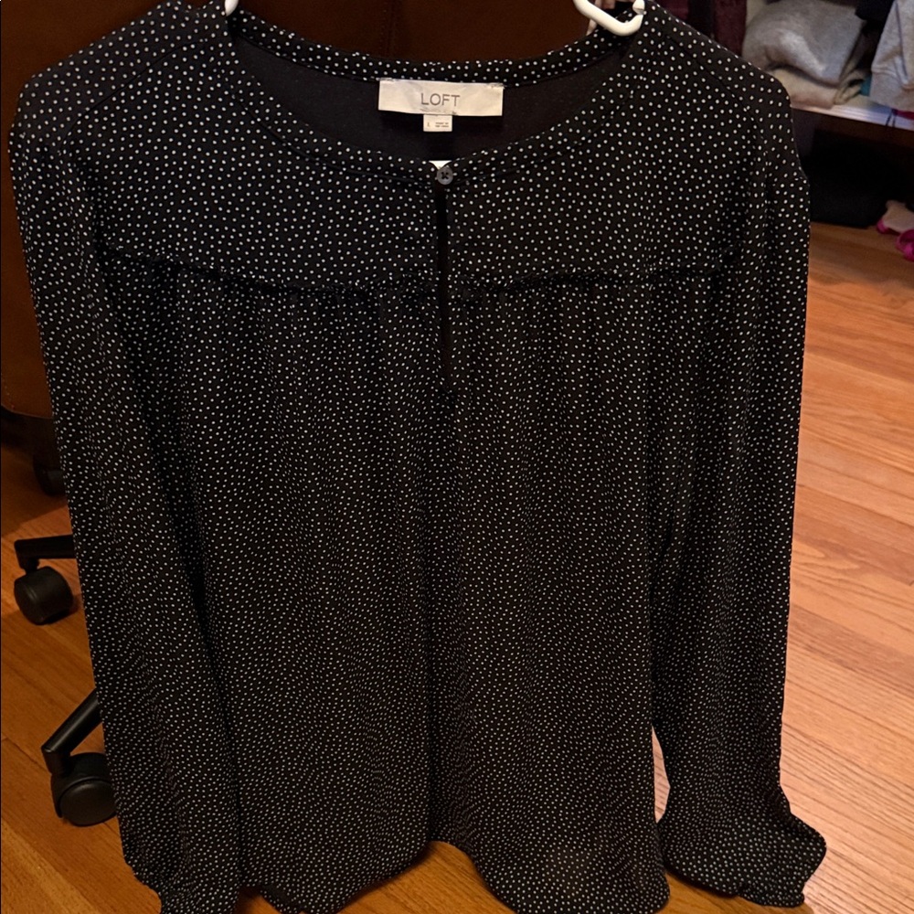 LOFT large Black Polka Dot Women's Top